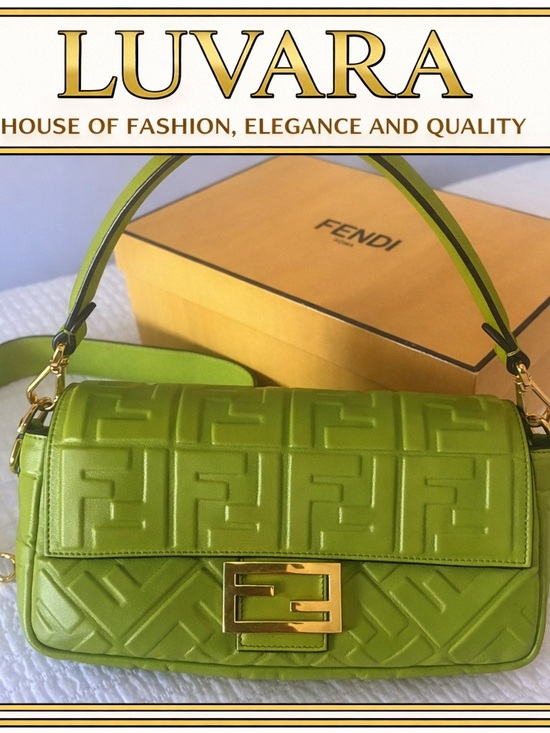 Fendi Handbags - Fendi Lime Green Baguette with Gold Hardware